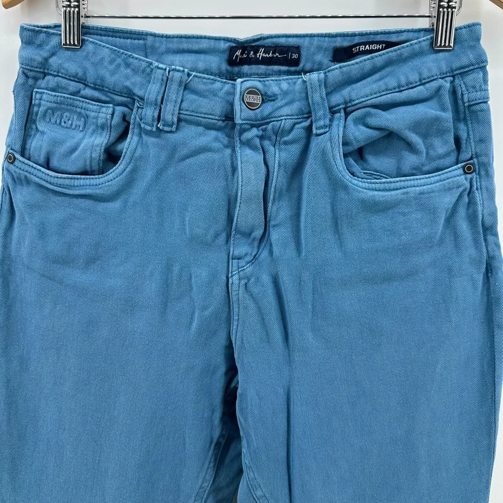 Mast & Harbour Jeans Womens 30 Blue Denim High Rise Straight Fit‎ 5-Pockets Logo